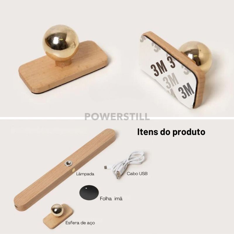 Luminária LED Touch Sem Fio Aura Lux Madeira