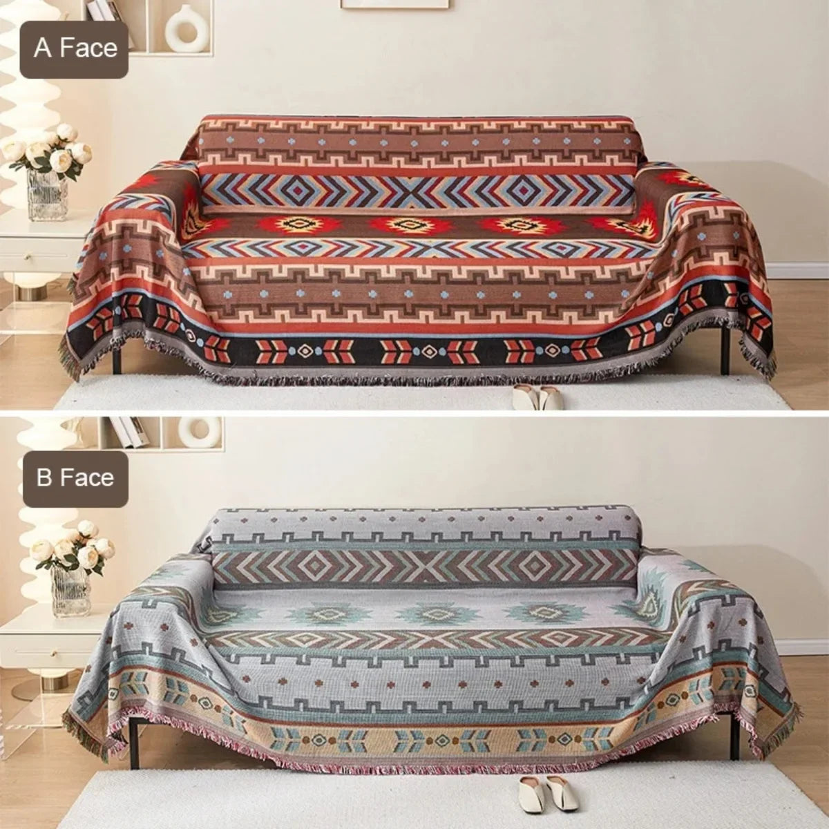Manta Jacquard Dupla Face para Sofá com Estampa Étnica | Zizi – vista principal do produto