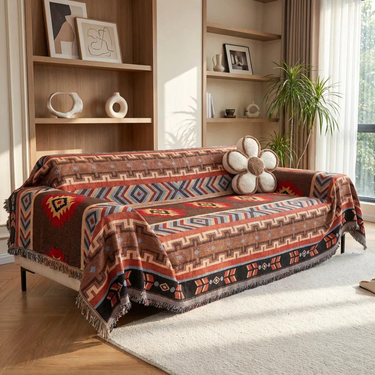 Manta Jacquard Dupla Face para Sofá com Estampa Étnica | Zizi – vista 05 do produto
