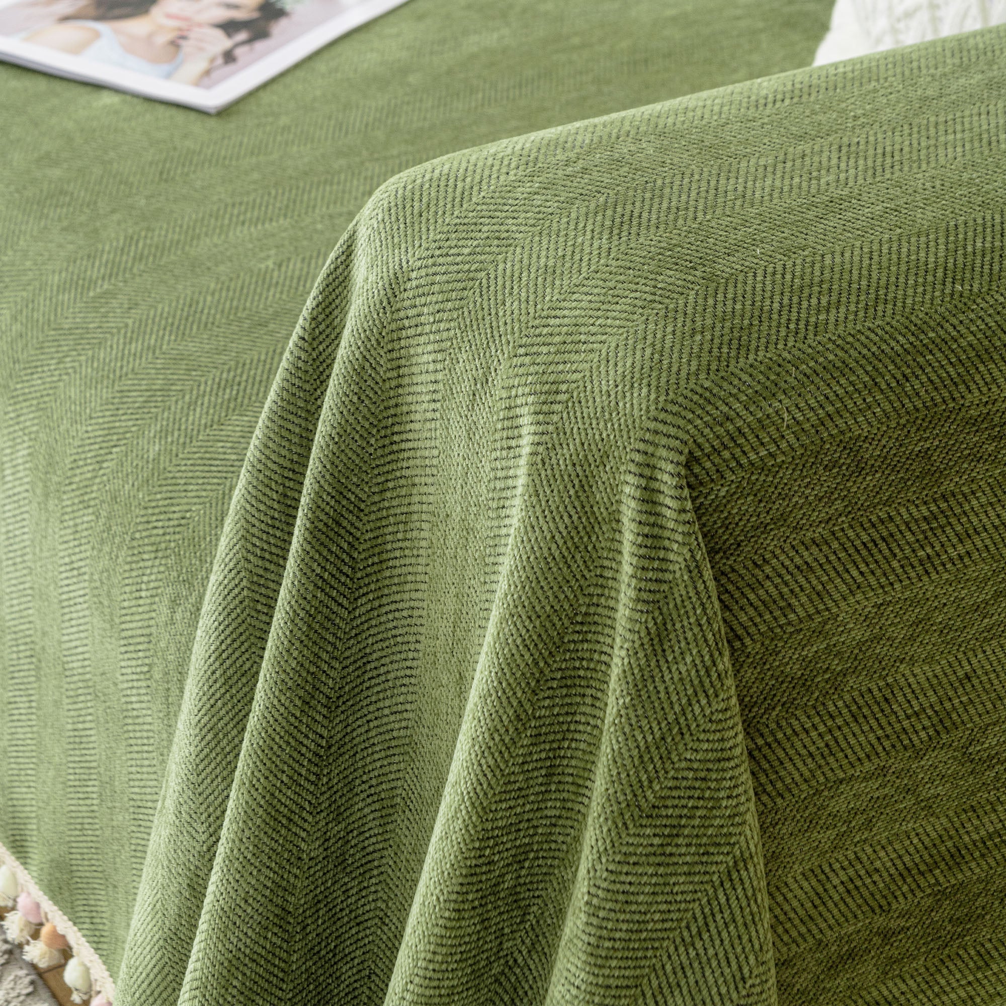 Manta para Sofá em Chenille Canelado | Tassel – vista 02 do produto