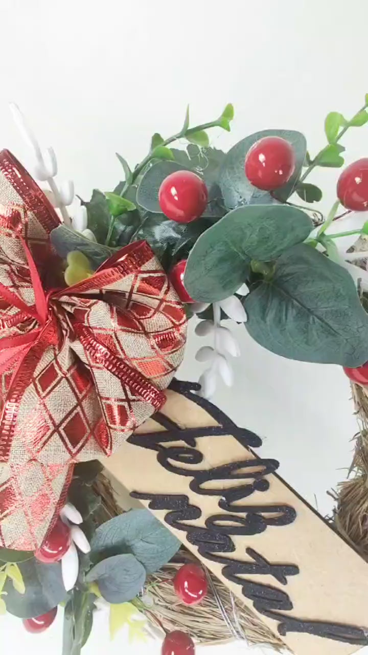 Guirlanda de Natal Luxo Decorada 30cm para Porta