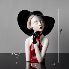 Busto Decorativo Lili Chapéu Vermelho