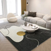 Tapete Retangular Orgânico Boho Gray Abstrato Para Sala