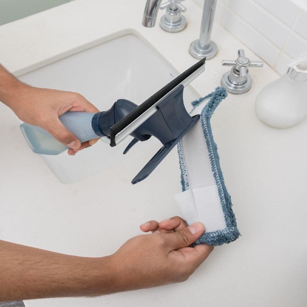 Limpa Vidros Spray, Rodinho e Limpeza, Reservatório 230 ml + 3 Refil Grátis - powerstill
