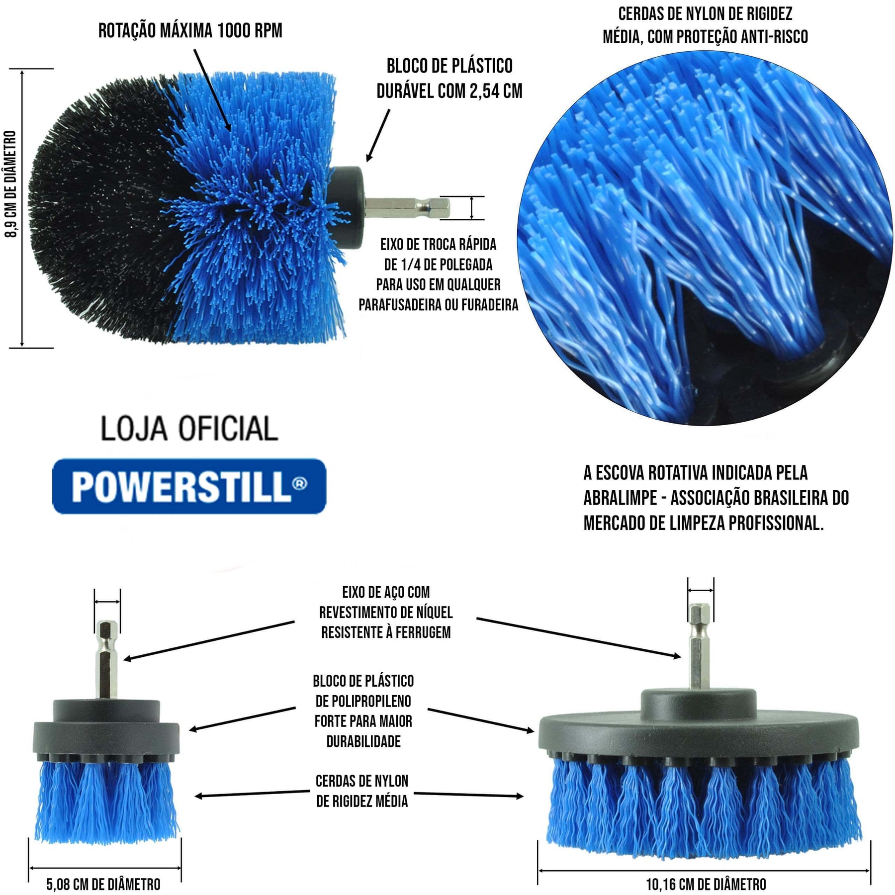 Escova Rotativa para Limpeza Geral ProSMF Powerstill
