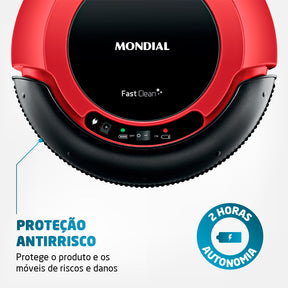 Aspirador Robô Fast Clean Mondial Preto e Vermelho