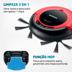 Aspirador Robô Fast Clean Mondial Preto e Vermelho