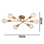 Lustre Moderno Dourado 6 Lâmpadas